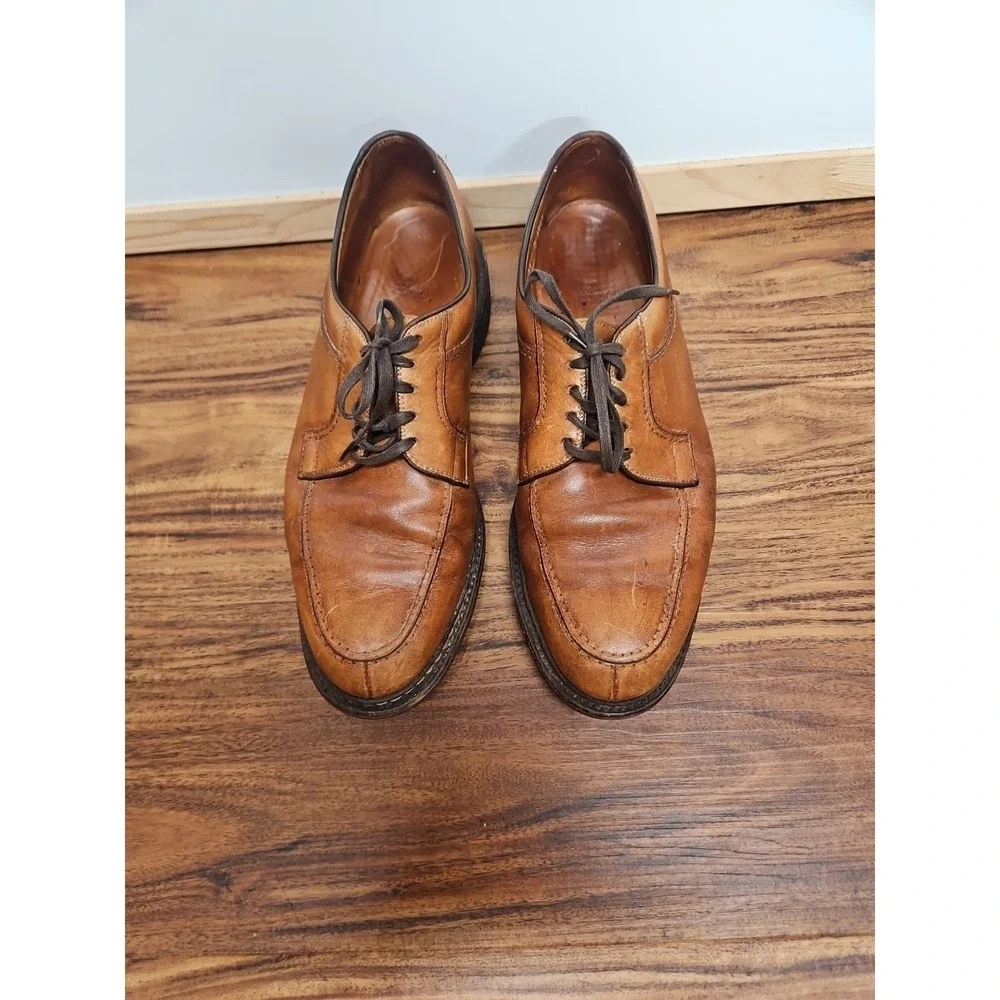 Allen Edmonds Wilbert Mens 11 D Brown Leather Derby Split Toe Dress Shoes USA